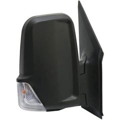 Mercedes-Benz Sprinter 2014-2018 Electric (Heated Upper Glass) Short Arm With Indicator Black Wing Mirror Unit Driver Side