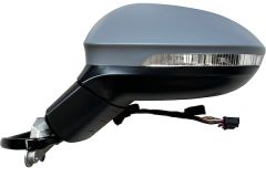 Volkswagen Golf 2020-2024 Electric Heated Power Folding With Lane Change Assist Primed (Suitable for Painting) Wing Mirror Unit Passenger Side