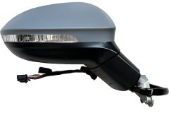 Volkswagen Golf 2020-2024 Electric Heated Power Folding With Lane Change Assist Primed (Suitable for Painting) Wing Mirror Unit Driver Side