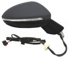 Volkswagen Golf 2017-2020 Electric Heated Power Folding with Puddle Lamp Primed Cover (Suitable for Painting) Black Arm Wing Mirror Unit Driver Side