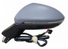Volkswagen Golf 2017-2020 Electric Heated Power Folding with Puddle Lamp Primed Cover (Suitable for Painting) Black Arm Wing Mirror Unit Passenger Side