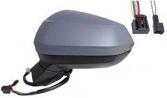 Audi Q2 2020-2025 Electric Heated Power Folding with Lane Change Assist Primed (Suitable For Painting) Wing Mirror Unit Passenger Side